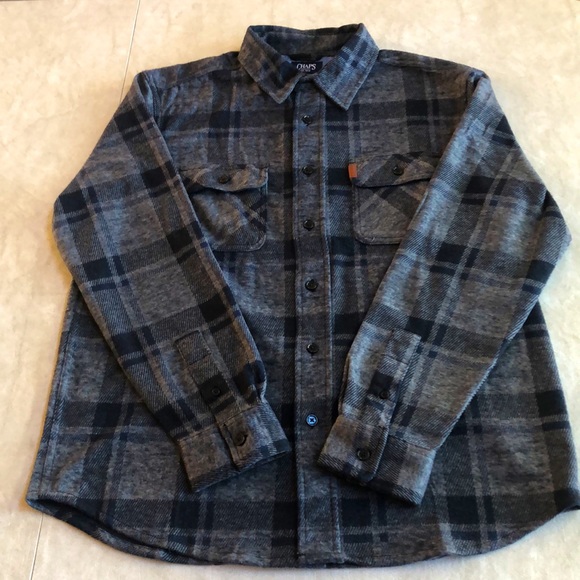 Chaps Men's Long Sleeve Lakeland Stretch Flannel Knit Fleece Shirt Regular Fit M - Picture 6 of 14